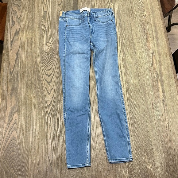 Abercrombie & Fitch Legging Jeans Pockets Stretch Denim Medium Wash Size 28/6 - Picture 1 of 9